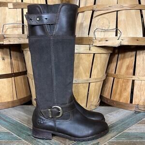 Timberland Bethel Heights Tall Brown Leather Suede Boots Womens Size 6.5 WIDE